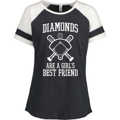 Diamonds Are A Girls Best Friend Funny Baseball Enza Ladies Jersey Colorblock Tee