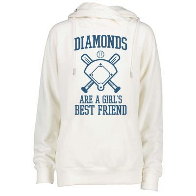 Diamonds Are A Girls Best Friend Funny Baseball Womens Funnel Neck Pullover Hood