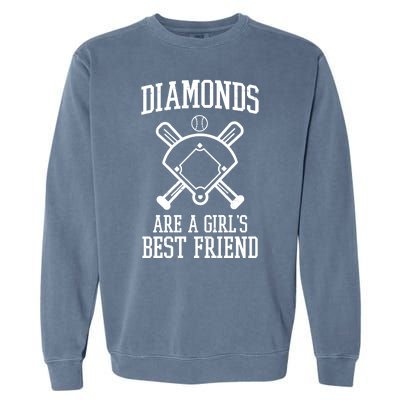 Diamonds Are A Girls Best Friend Funny Baseball Garment-Dyed Sweatshirt