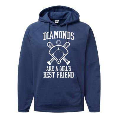 Diamonds Are A Girls Best Friend Funny Baseball Performance Fleece Hoodie