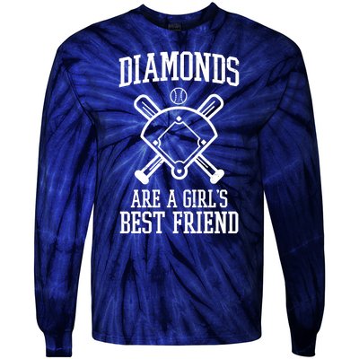 Diamonds Are A Girls Best Friend Funny Baseball Tie-Dye Long Sleeve Shirt