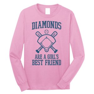 Diamonds Are A Girls Best Friend Funny Baseball Long Sleeve Shirt