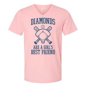 Diamonds Are A Girls Best Friend Funny Baseball V-Neck T-Shirt