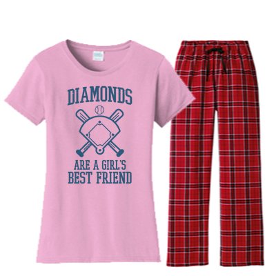 Diamonds Are A Girls Best Friend Funny Baseball Women's Flannel Pajama Set