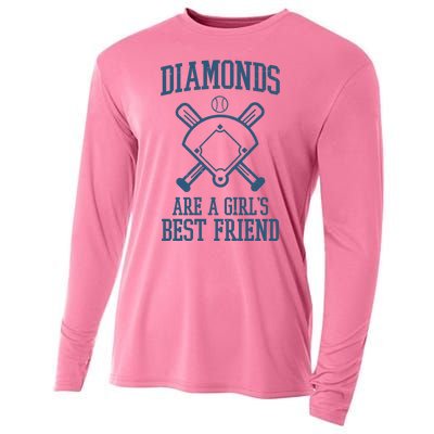 Diamonds Are A Girls Best Friend Funny Baseball Cooling Performance Long Sleeve Crew