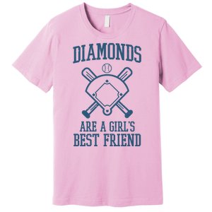 Diamonds Are A Girls Best Friend Funny Baseball Premium T-Shirt