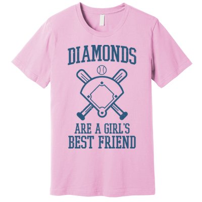 Diamonds Are A Girls Best Friend Funny Baseball Premium T-Shirt