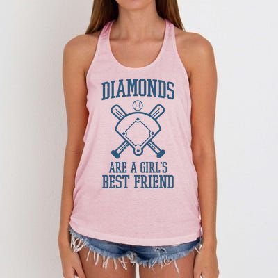 Diamonds Are A Girls Best Friend Funny Baseball Women's Knotted Racerback Tank