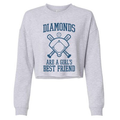 Diamonds Are A Girls Best Friend Funny Baseball Cropped Pullover Crew