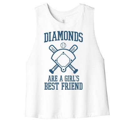 Diamonds Are A Girls Best Friend Funny Baseball Women's Racerback Cropped Tank