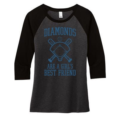 Diamonds Are A Girls Best Friend Funny Baseball Women's Tri-Blend 3/4-Sleeve Raglan Shirt