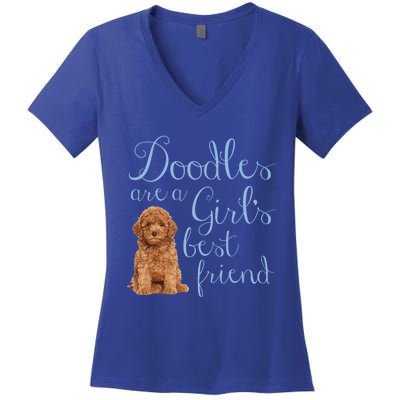 Doodles Are A S Best Friend Golden Labradoodle Dog Mom Gift Women's V-Neck T-Shirt