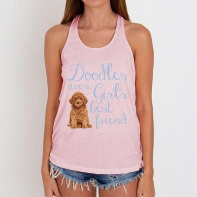 Doodles Are A S Best Friend Golden Labradoodle Dog Mom Gift Women's Knotted Racerback Tank