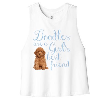 Doodles Are A S Best Friend Golden Labradoodle Dog Mom Gift Women's Racerback Cropped Tank