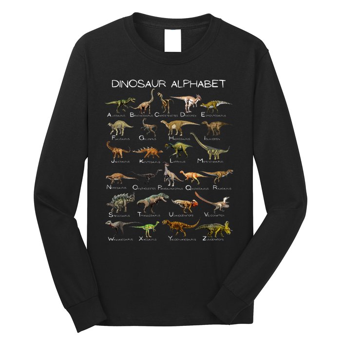 Dinosaur Alphabet Abc Dino Paleontology Educational Long Sleeve Shirt