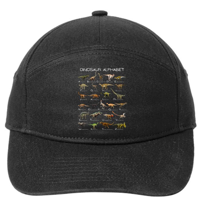 Dinosaur Alphabet Abc Dino Paleontology Educational 7-Panel Snapback Hat