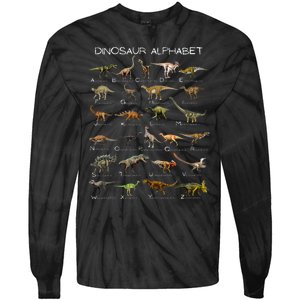 Dinosaur Alphabet Abc Dino Paleontology Educational Tie-Dye Long Sleeve Shirt