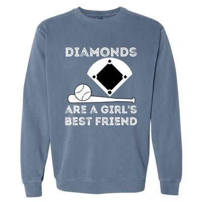 Diamonds Are A Girl Best Friend Baseball & Softball Fan Garment-Dyed Sweatshirt