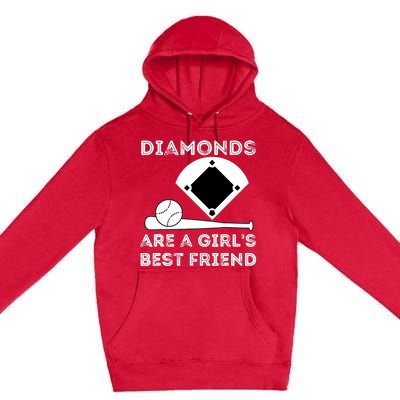 Diamonds Are A Girl Best Friend Baseball & Softball Fan Premium Pullover Hoodie