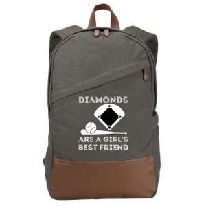 Diamonds Are A Girl Best Friend Baseball & Softball Fan Cotton Canvas Backpack