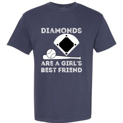 Diamonds Are A Girl Best Friend Baseball & Softball Fan Garment-Dyed Heavyweight T-Shirt