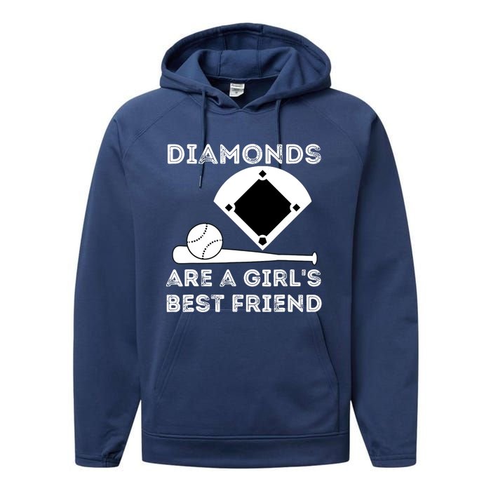 Diamonds Are A Girl Best Friend Baseball & Softball Fan Performance Fleece Hoodie