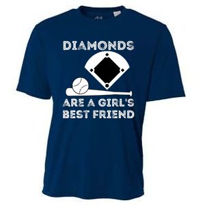 Diamonds Are A Girl Best Friend Baseball & Softball Fan Cooling Performance Crew T-Shirt