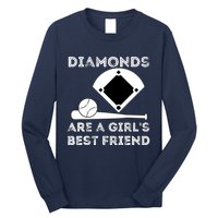 Diamonds Are A Girl Best Friend Baseball & Softball Fan Long Sleeve Shirt