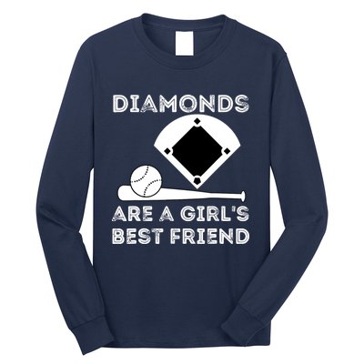 Diamonds Are A Girl Best Friend Baseball & Softball Fan Long Sleeve Shirt