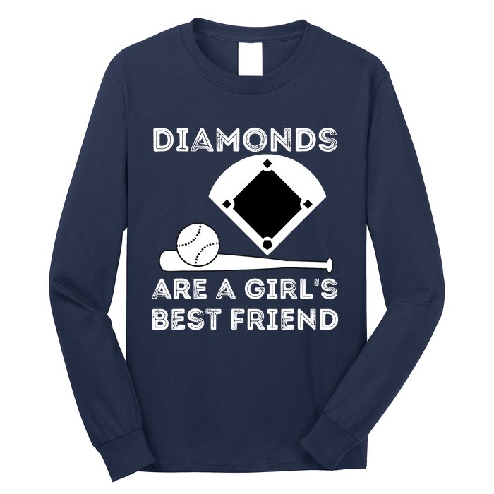 Diamonds Are A Girl Best Friend Baseball & Softball Fan Long Sleeve Shirt