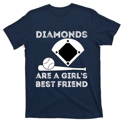 Diamonds Are A Girl Best Friend Baseball & Softball Fan T-Shirt