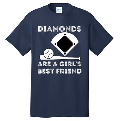 Diamonds Are A Girl Best Friend Baseball & Softball Fan Tall T-Shirt