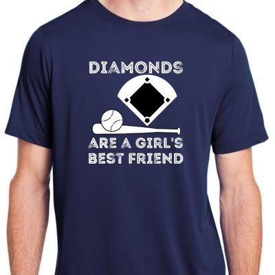 Diamonds Are A Girl Best Friend Baseball & Softball Fan Adult ChromaSoft Performance T-Shirt