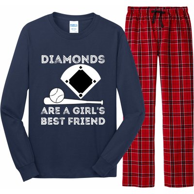 Diamonds Are A Girl Best Friend Baseball & Softball Fan Long Sleeve Pajama Set