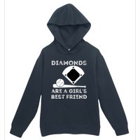 Diamonds Are A Girl Best Friend Baseball & Softball Fan Urban Pullover Hoodie