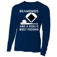 Diamonds Are A Girl Best Friend Baseball & Softball Fan Cooling Performance Long Sleeve Crew