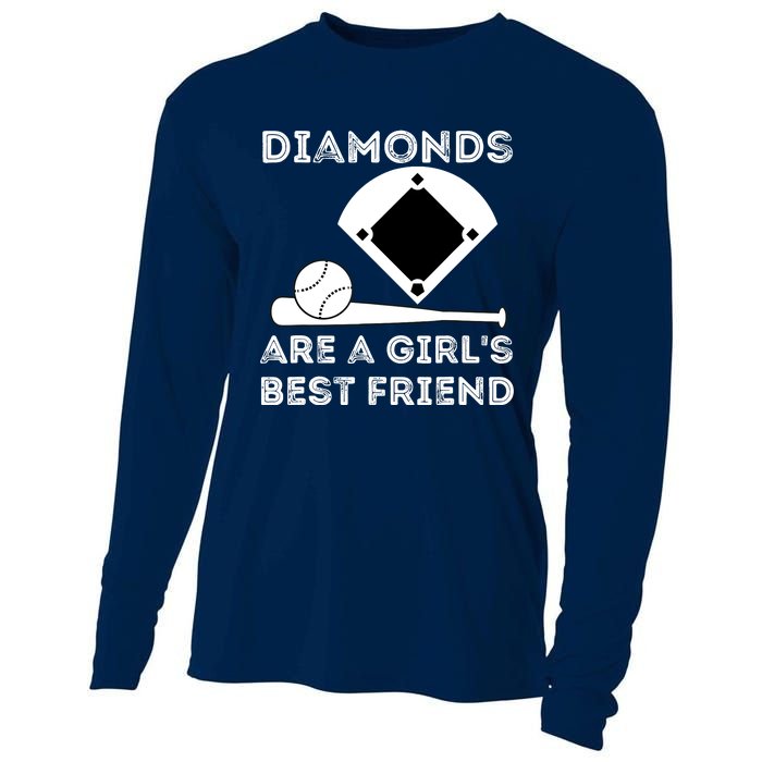 Diamonds Are A Girl Best Friend Baseball & Softball Fan Cooling Performance Long Sleeve Crew