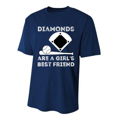 Diamonds Are A Girl Best Friend Baseball & Softball Fan Performance Sprint T-Shirt