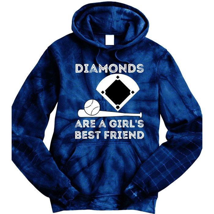 Diamonds Are A Girl Best Friend Baseball & Softball Fan Tie Dye Hoodie