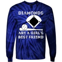 Diamonds Are A Girl Best Friend Baseball & Softball Fan Tie-Dye Long Sleeve Shirt