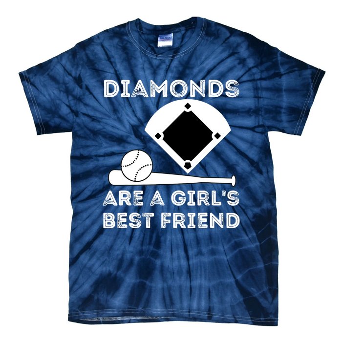 Diamonds Are A Girl Best Friend Baseball & Softball Fan Tie-Dye T-Shirt