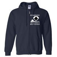 Diamonds Are A Girl Best Friend Baseball & Softball Fan Full Zip Hoodie