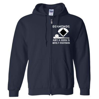 Diamonds Are A Girl Best Friend Baseball & Softball Fan Full Zip Hoodie