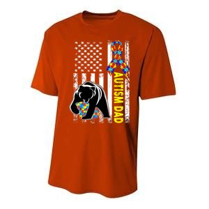 Dad Autism Awareness American Flag Autism Dad Daddy Gift Performance Sprint T-Shirt