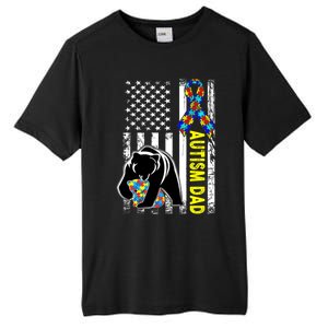 Dad Autism Awareness American Flag Autism Dad Daddy Gift Tall Fusion ChromaSoft Performance T-Shirt