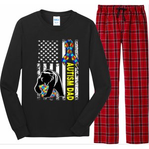 Dad Autism Awareness American Flag Autism Dad Daddy Gift Long Sleeve Pajama Set