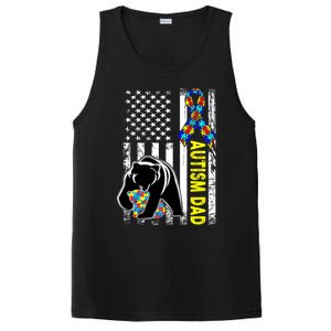 Dad Autism Awareness American Flag Autism Dad Daddy Gift PosiCharge Competitor Tank