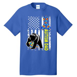 Dad Autism Awareness American Flag Autism Dad Daddy Gift Tall T-Shirt