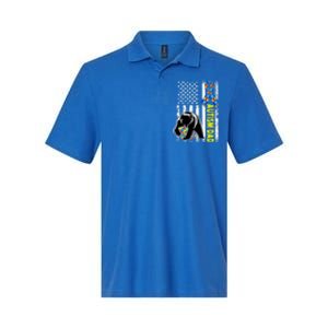 Dad Autism Awareness American Flag Autism Dad Daddy Gift Softstyle Adult Sport Polo