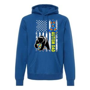 Dad Autism Awareness American Flag Autism Dad Daddy Gift Premium Hoodie